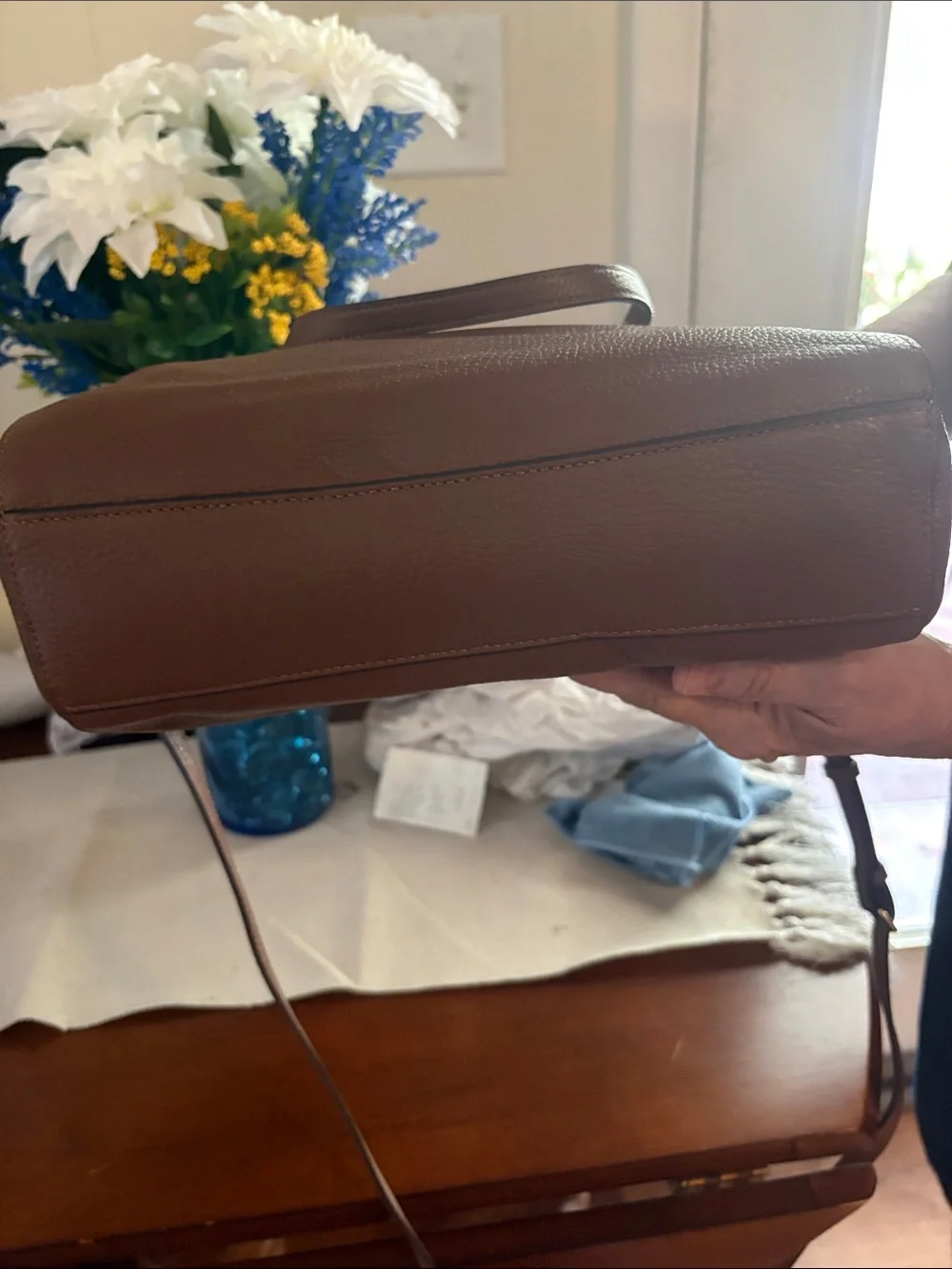 Coach Brown Leather Shoulder Bag with Gold Hardware
